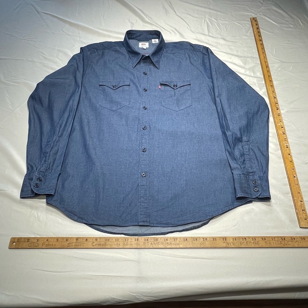 Levi's large Dark indigo lightweight Button-Down denim western cut Shirt